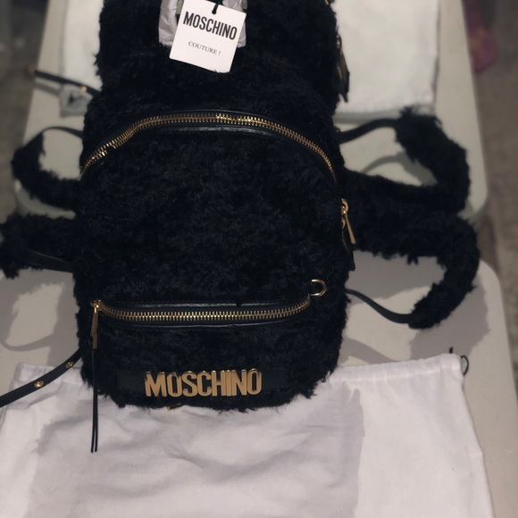 MOSCHINO COUTURE BLACK MOHAIR TEDDYBEAR BACKPACK - Picture 5 of 8
